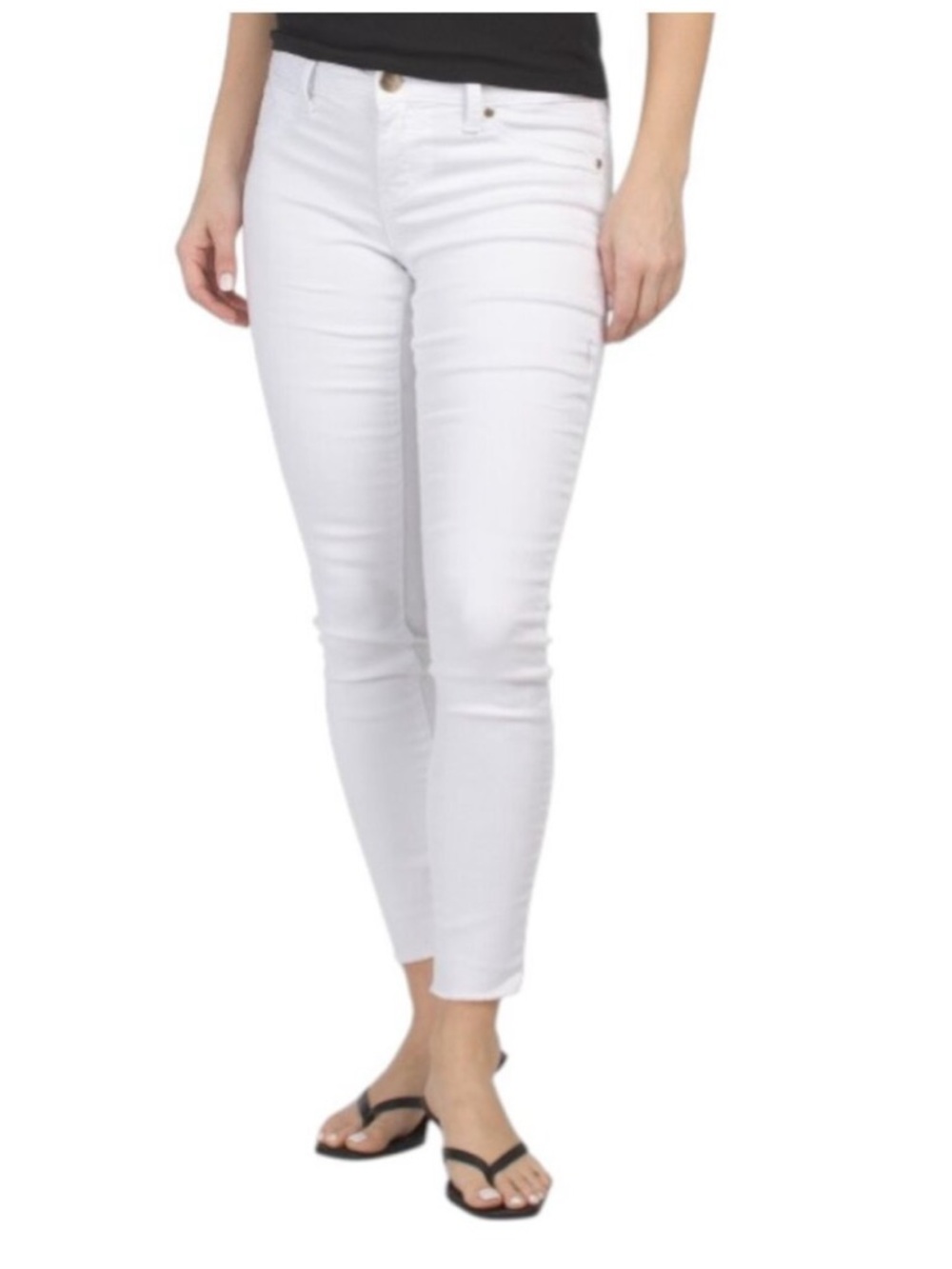 1822 Denim White Cropped Frayed-Hem Jeans